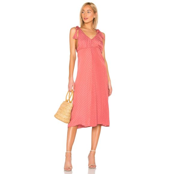 Show Me Your MuMu Dresses & Skirts - Show Me Your Mumu Arlene Dress Sangria Silky Dots Slip Midi Tie Strap Bias Cut